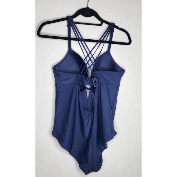 Adore Me Swimsuit One Piece Womens 38DDD Navy Strappy Underwire Crisscross Back - Picture 4 of 5